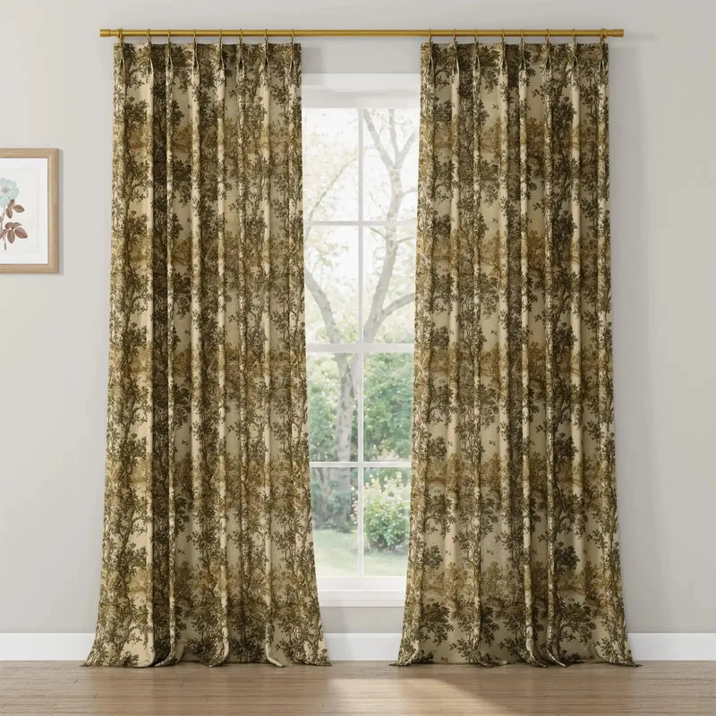 Sara Le x TWOPAGES Vintage Printed Linen Pleated Curtains