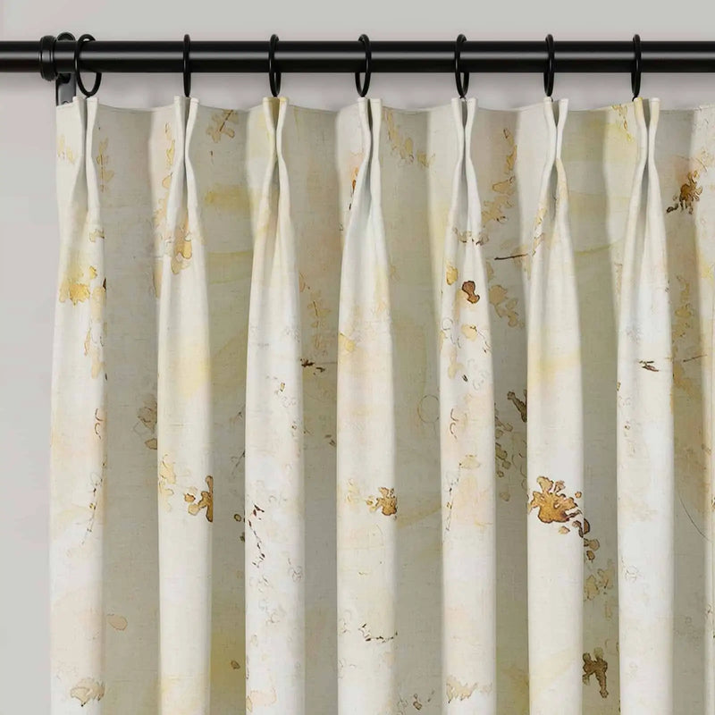 Holly Botanical Serenity Patterned Boho Curtains Pleated TWOPAGES