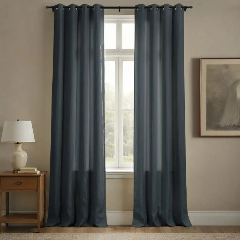 Patti Premium Belgian Flax Linen Curtains Grommet- -TWOPAGES