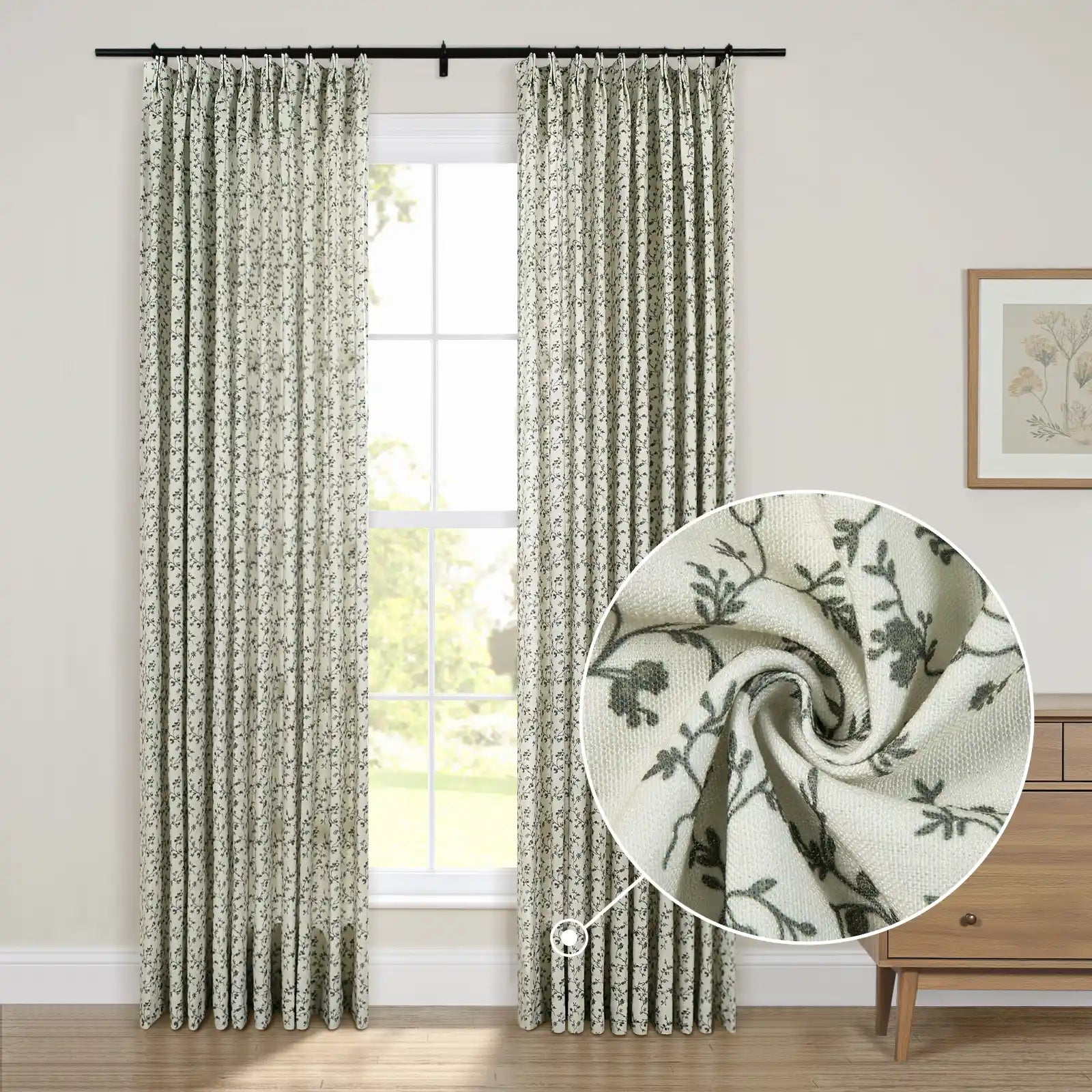Britt Bengoechea x TWOPAGES Cottage Floral Printed Linen Cotton Pleated Curtains