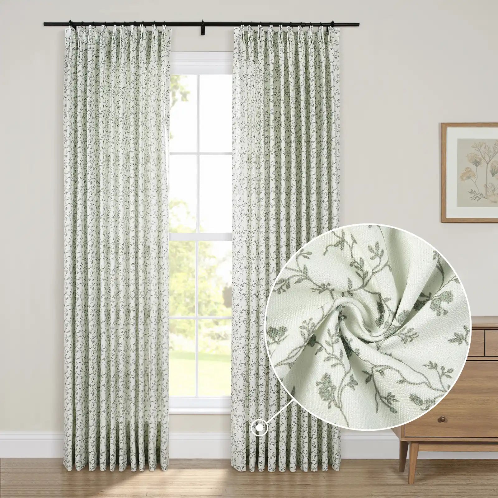 Britt Bengoechea x TWOPAGES Cottage Floral Printed Linen Cotton Pleated Curtains