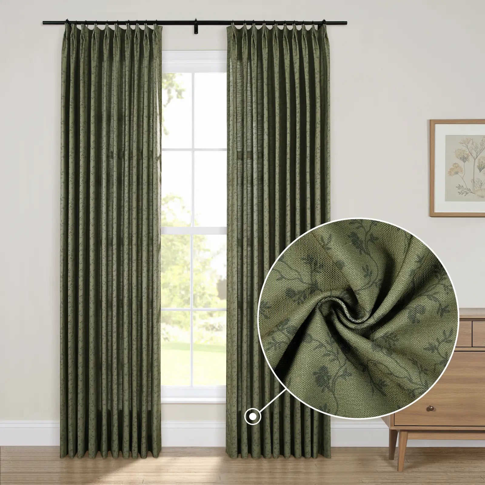 Britt Bengoechea x TWOPAGES Cottage Floral Printed Linen Cotton Pleated Curtains