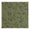 Fabric swatch with a repeating darker green scrolling vine and small leaf pattern on a woven medium olive green background featuring pinking shear edges