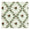 Fabric swatch featuring a repeating pattern of dark red roses and green leaves forming a delicate diamond trellis on a light cream background with a serrated edge
