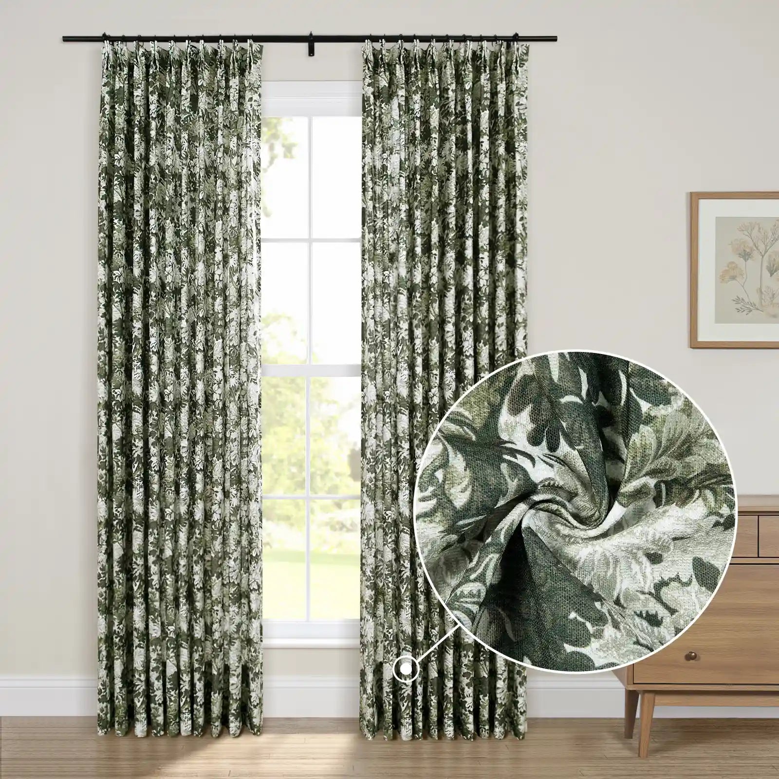 Britt Bengoechea x TWOPAGES Cottage Floral Printed Linen Cotton Pleated Curtains