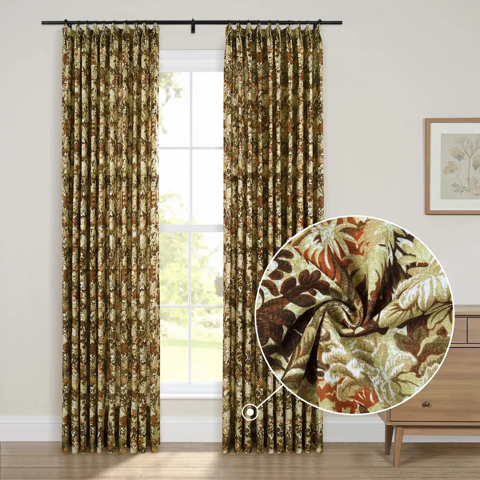 Britt Bengoechea x TWOPAGES Cottage Floral Printed Linen Cotton Pleated Curtains