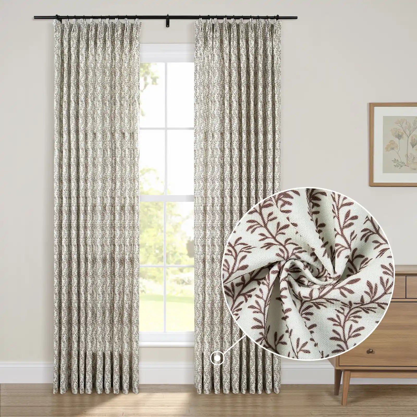 Britt Bengoechea x TWOPAGES Cottage Floral Printed Linen Cotton Pleated Curtains