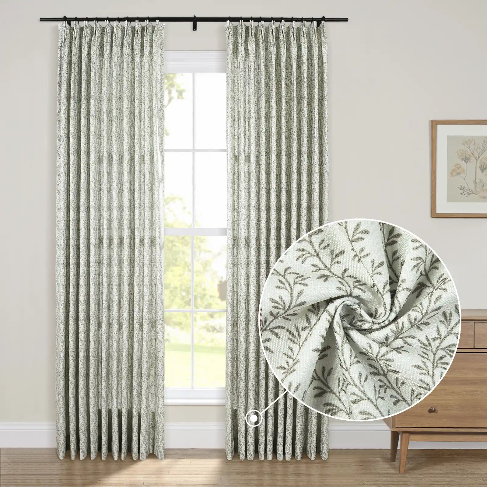 Britt Bengoechea x TWOPAGES Cottage Floral Printed Linen Cotton Pleated Curtains