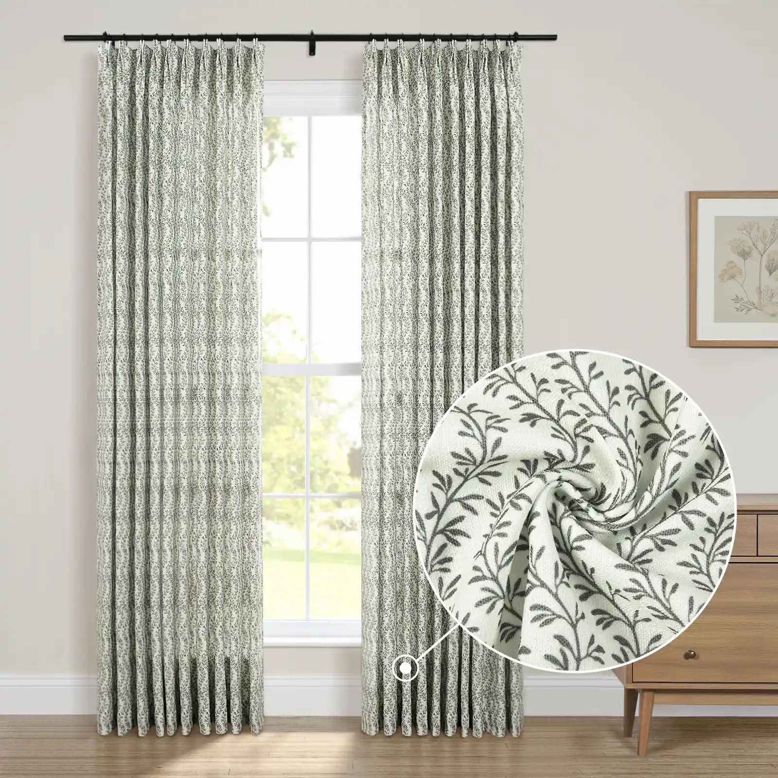 Britt Bengoechea x TWOPAGES Cottage Floral Printed Linen Cotton Pleated Curtains