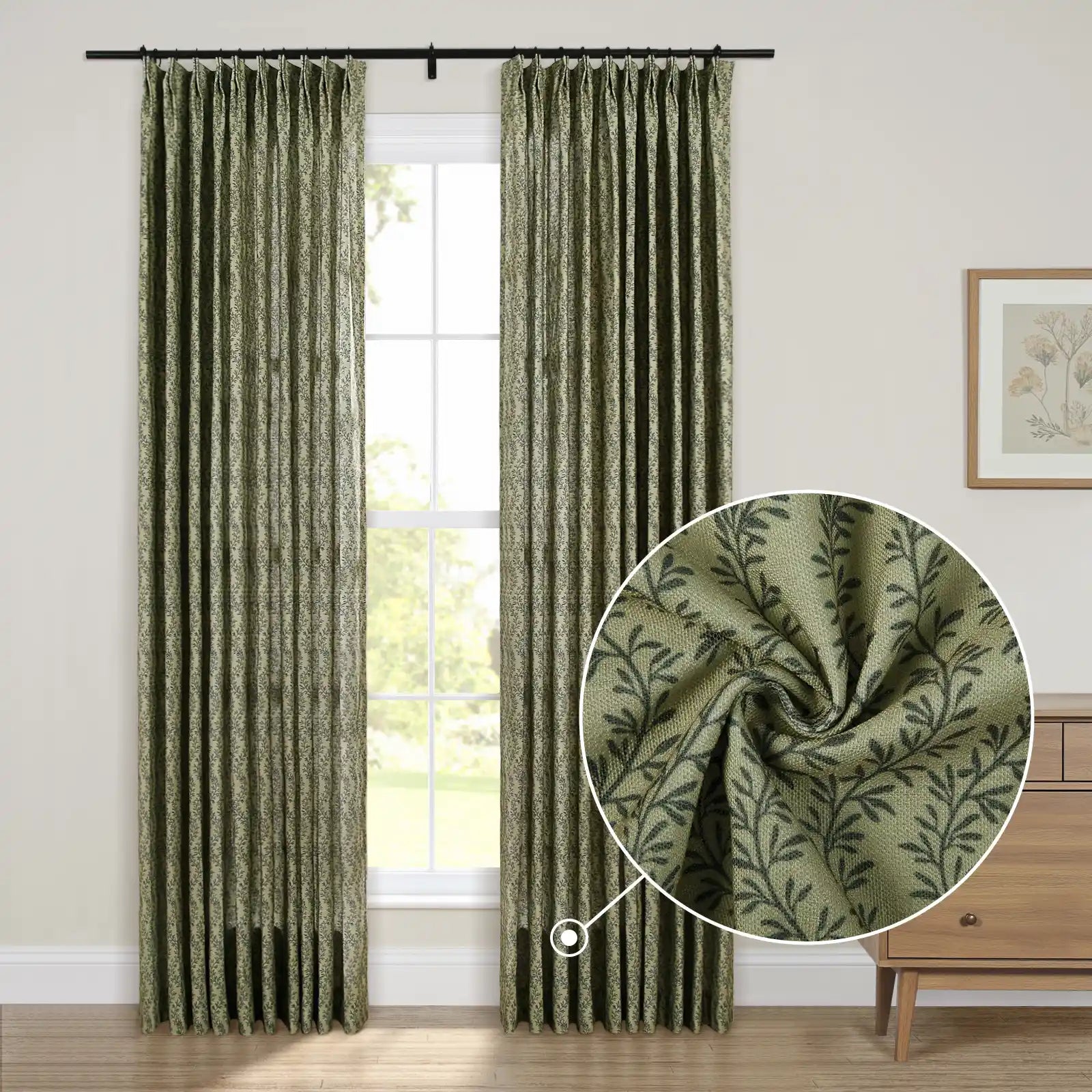 Britt Bengoechea x TWOPAGES Cottage Floral Printed Linen Cotton Pleated Curtains