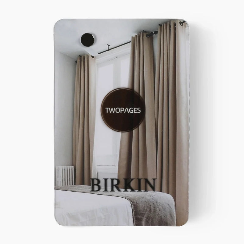 Birkin Velvet curtain fabric texture and booklet detail