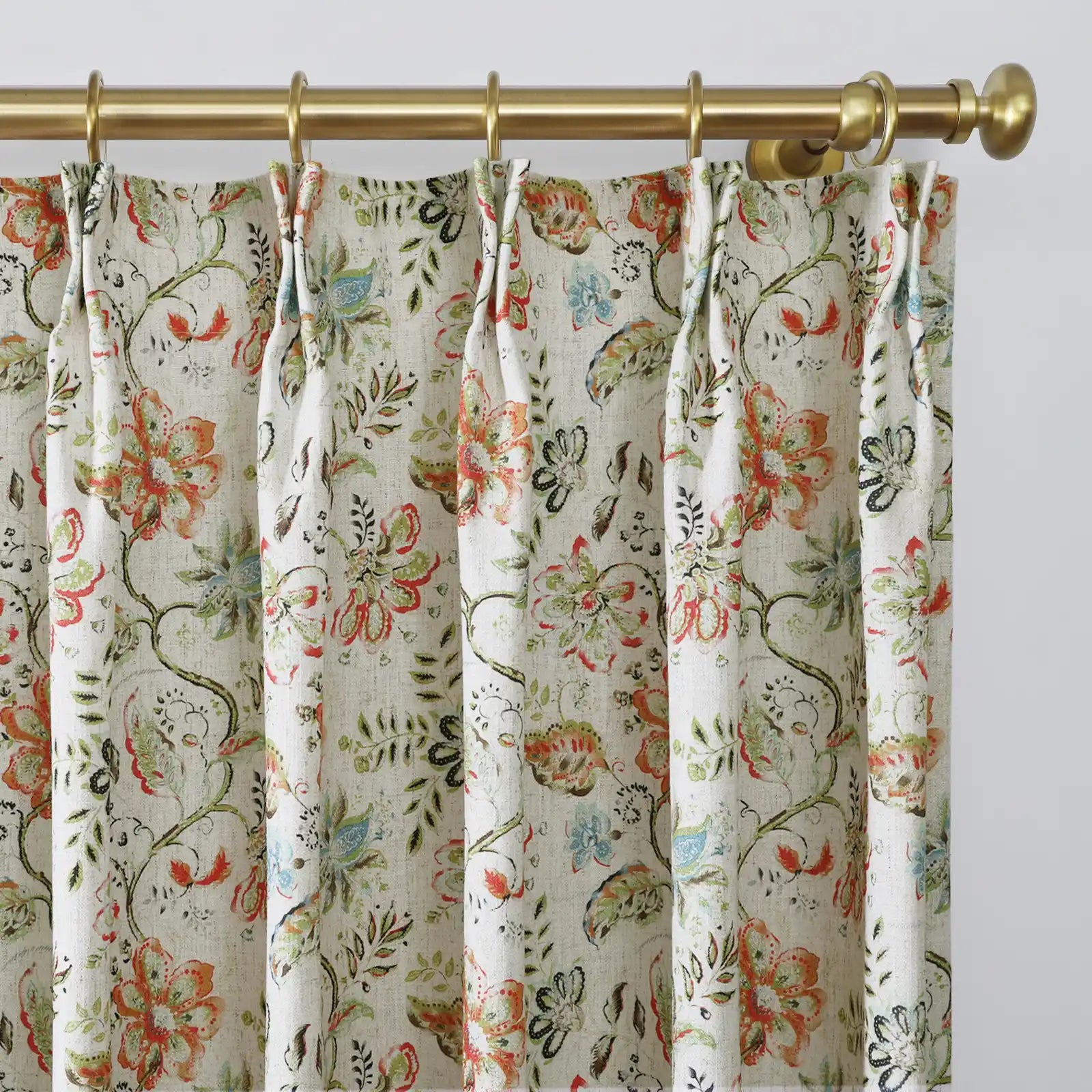Holly Botanical Serenity Patterned Boho Curtains Pleated TWOPAGES