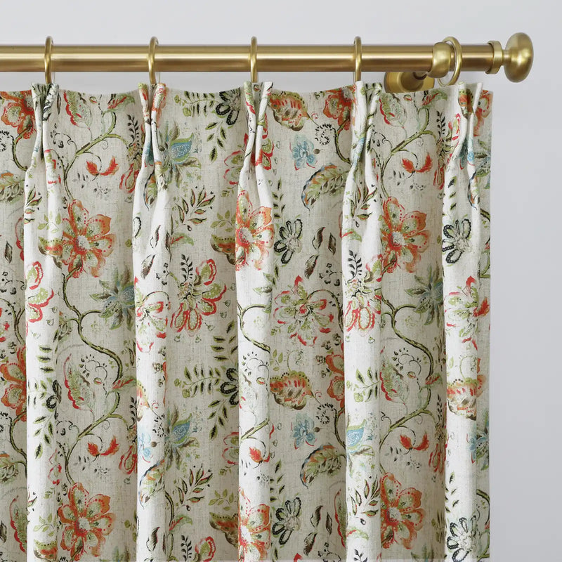 Holly Botanical Serenity Patterned Boho Curtains Pleated TWOPAGES