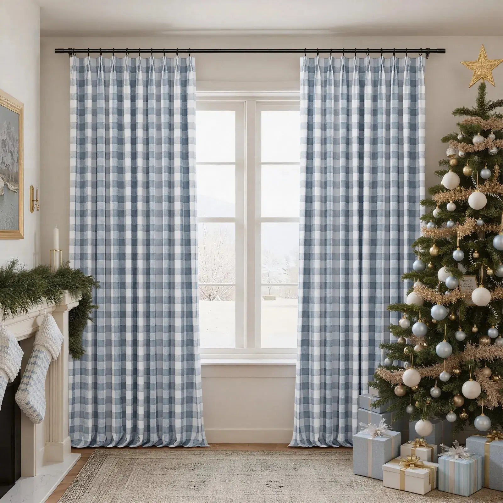 Celia Striped Plaid Curtain-?-TWOPAGES