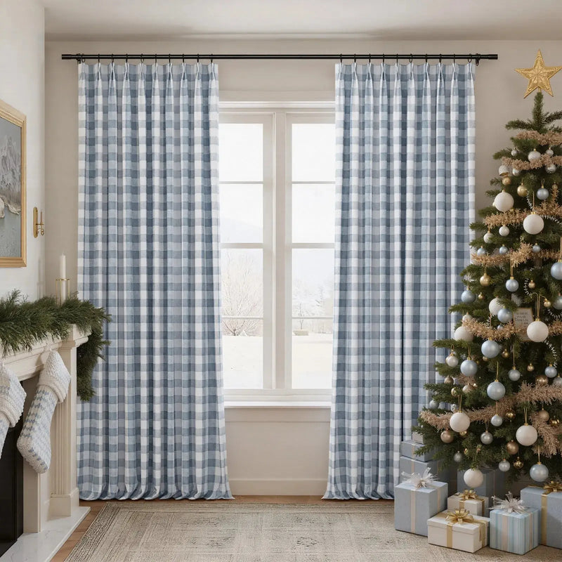 Celia Striped Plaid Curtain-?-TWOPAGES