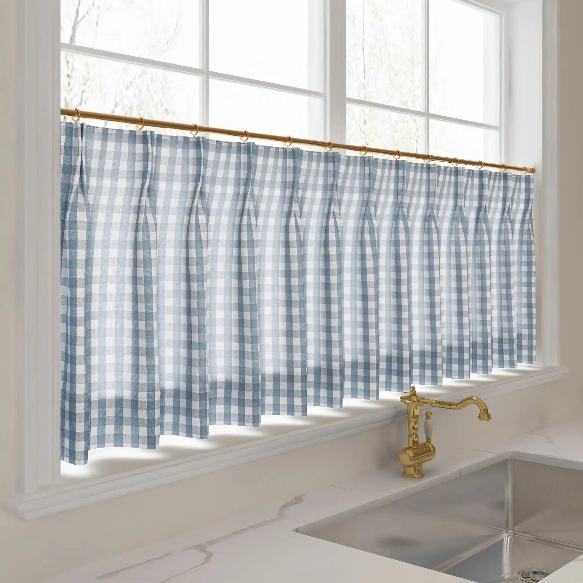 Celia Striped Plaid Cafe Curtain?-TWOPAGES