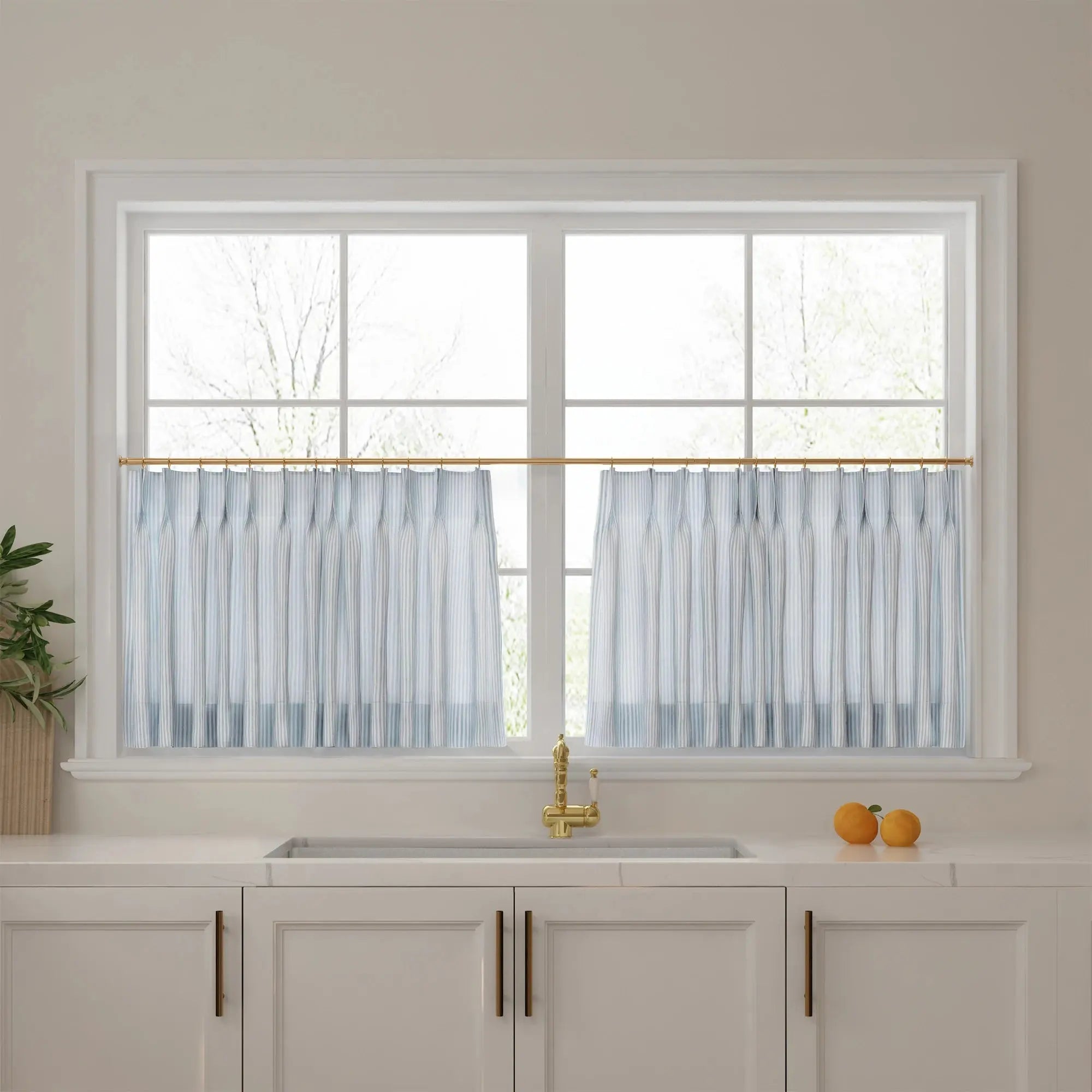 Celia Striped Plaid Cafe Curtain?-TWOPAGES