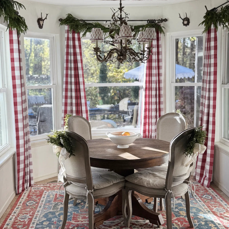 Celia Striped Plaid Curtain-?C508-17 Red grid-TWOPAGES