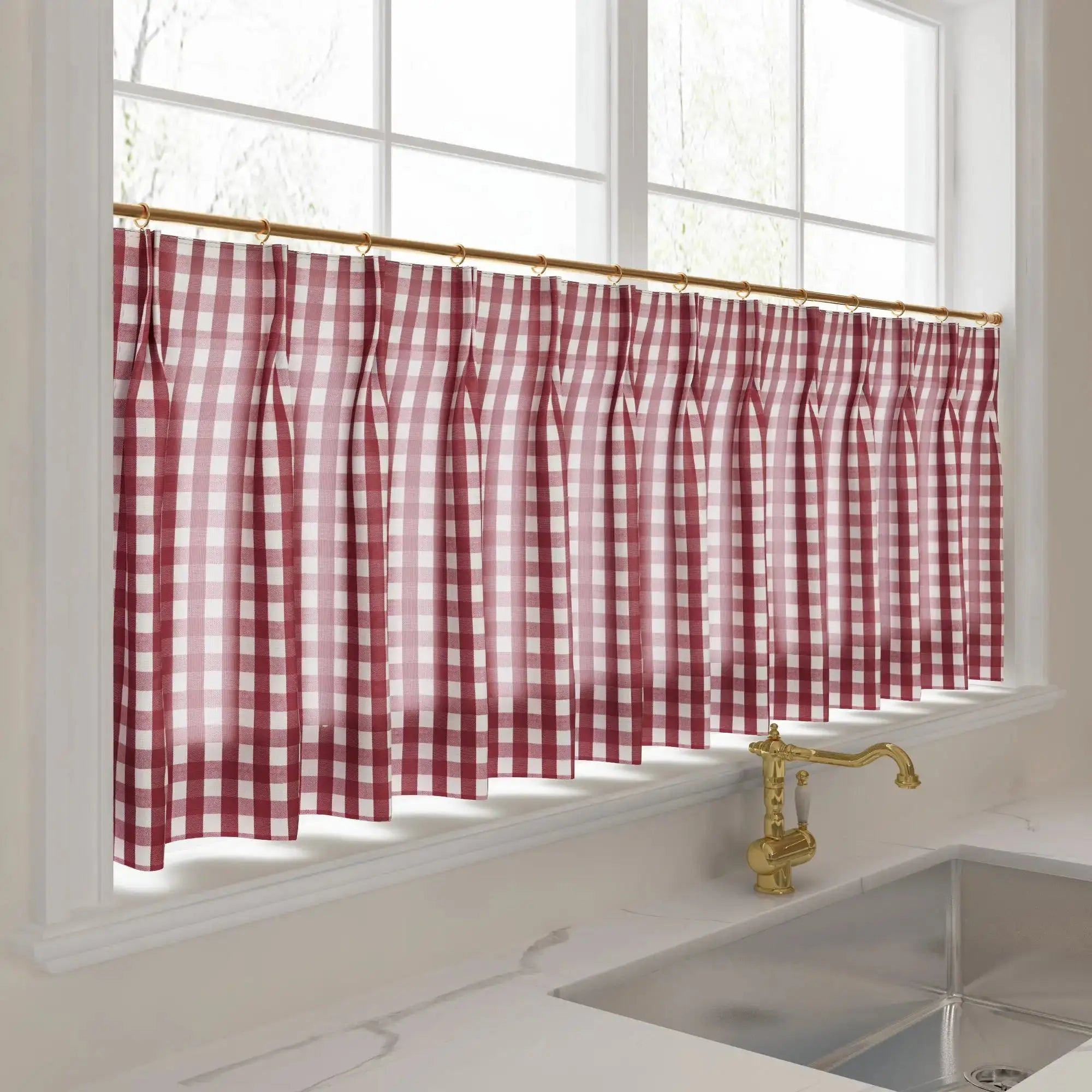 Celia Striped Plaid Cafe Curtain?-TWOPAGES