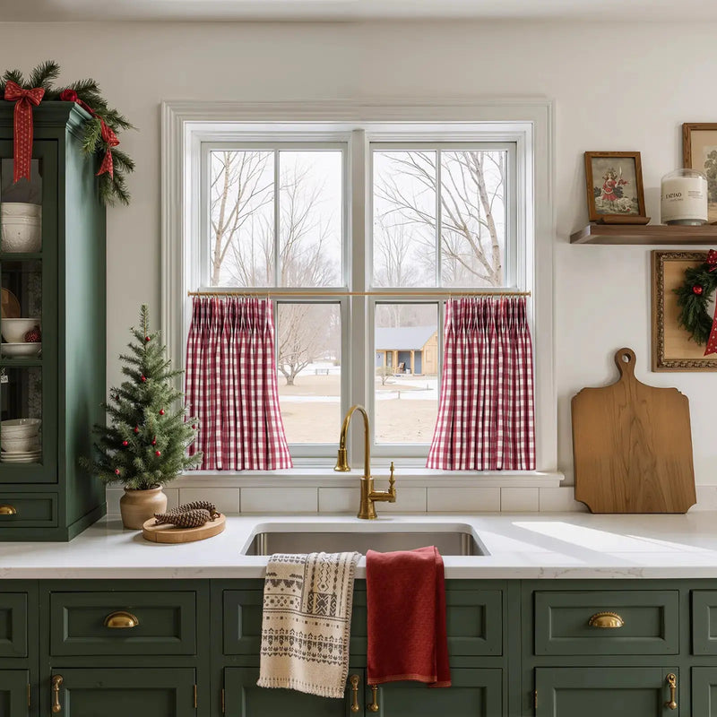 Celia Striped Plaid Cafe Curtain-?-TWOPAGES