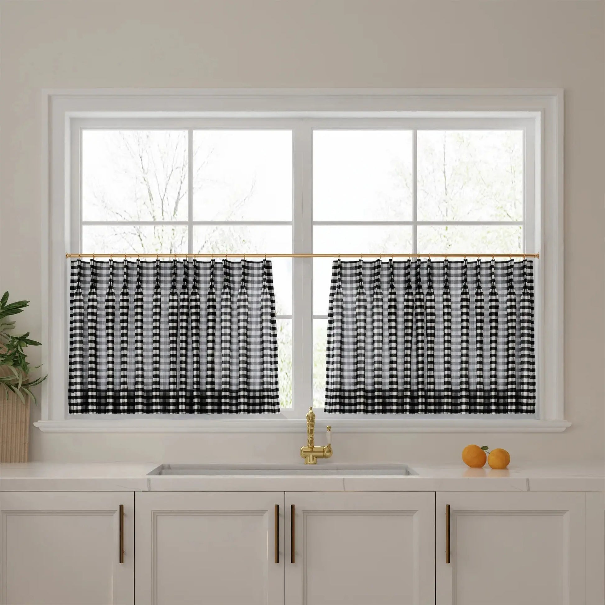 Celia Striped Plaid Cafe Curtain?-TWOPAGES
