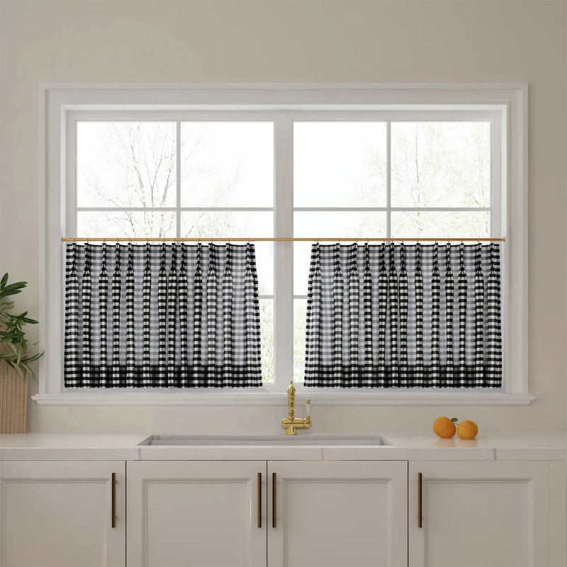 Celia Striped Plaid Cafe Curtain?-TWOPAGES