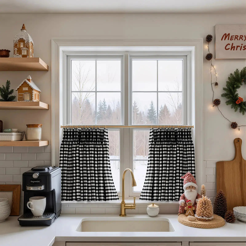 Celia Striped Plaid Cafe Curtain-?-TWOPAGES