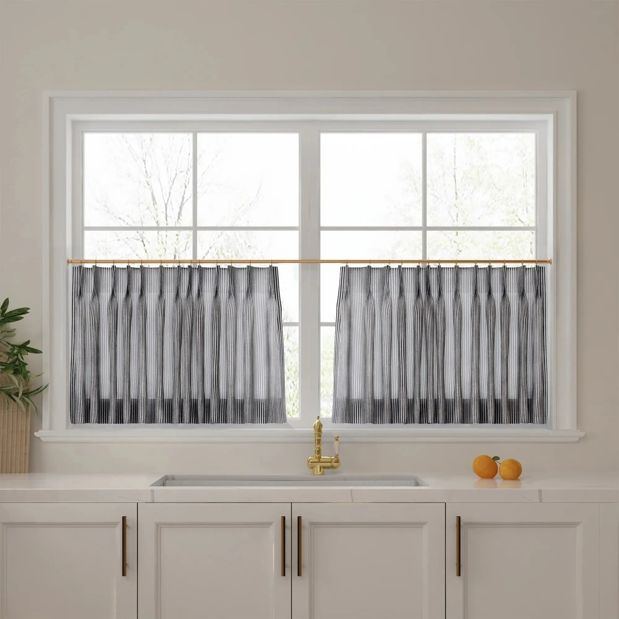 Celia Striped Plaid Cafe Curtain?-TWOPAGES