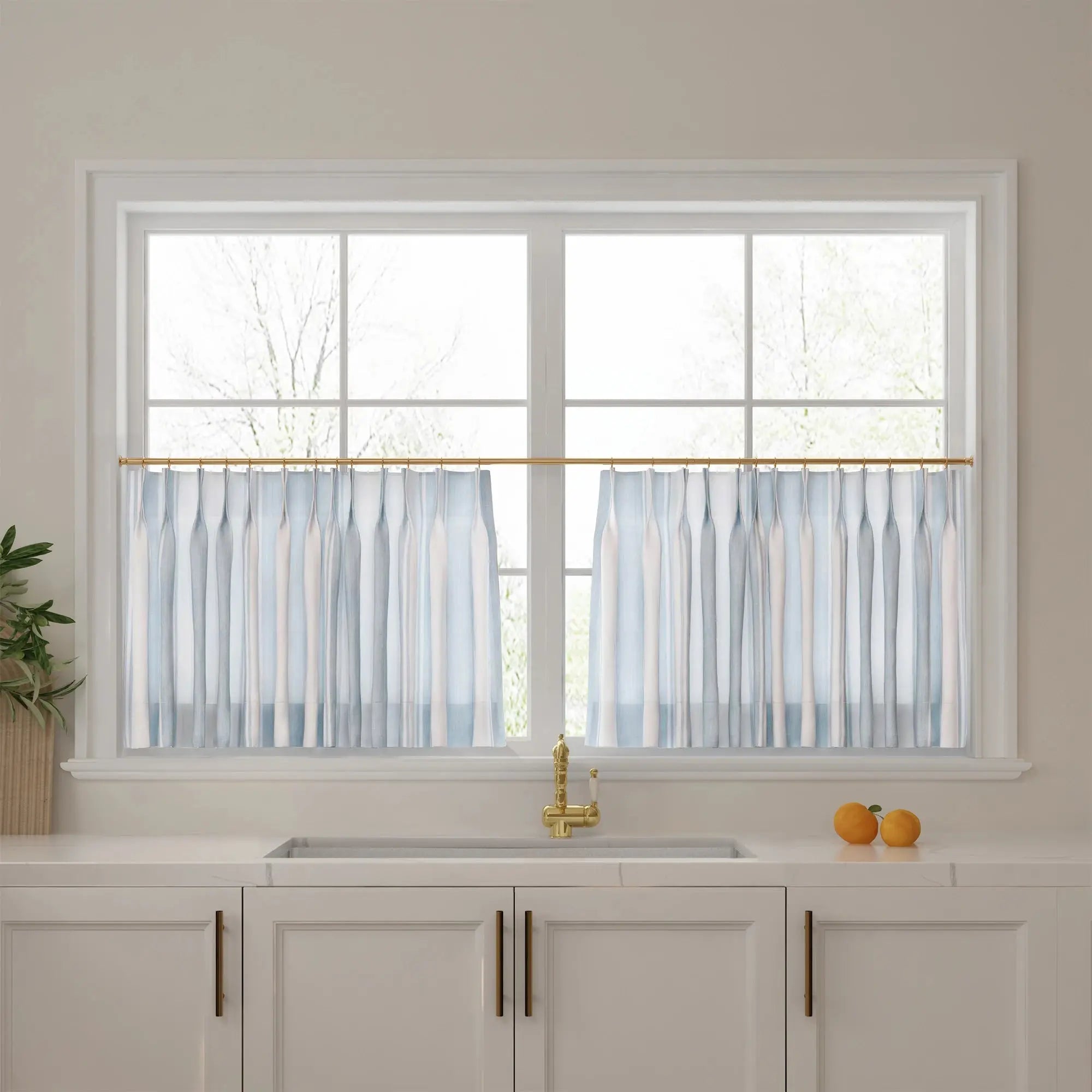 Celia Striped Plaid Cafe Curtain?-TWOPAGES