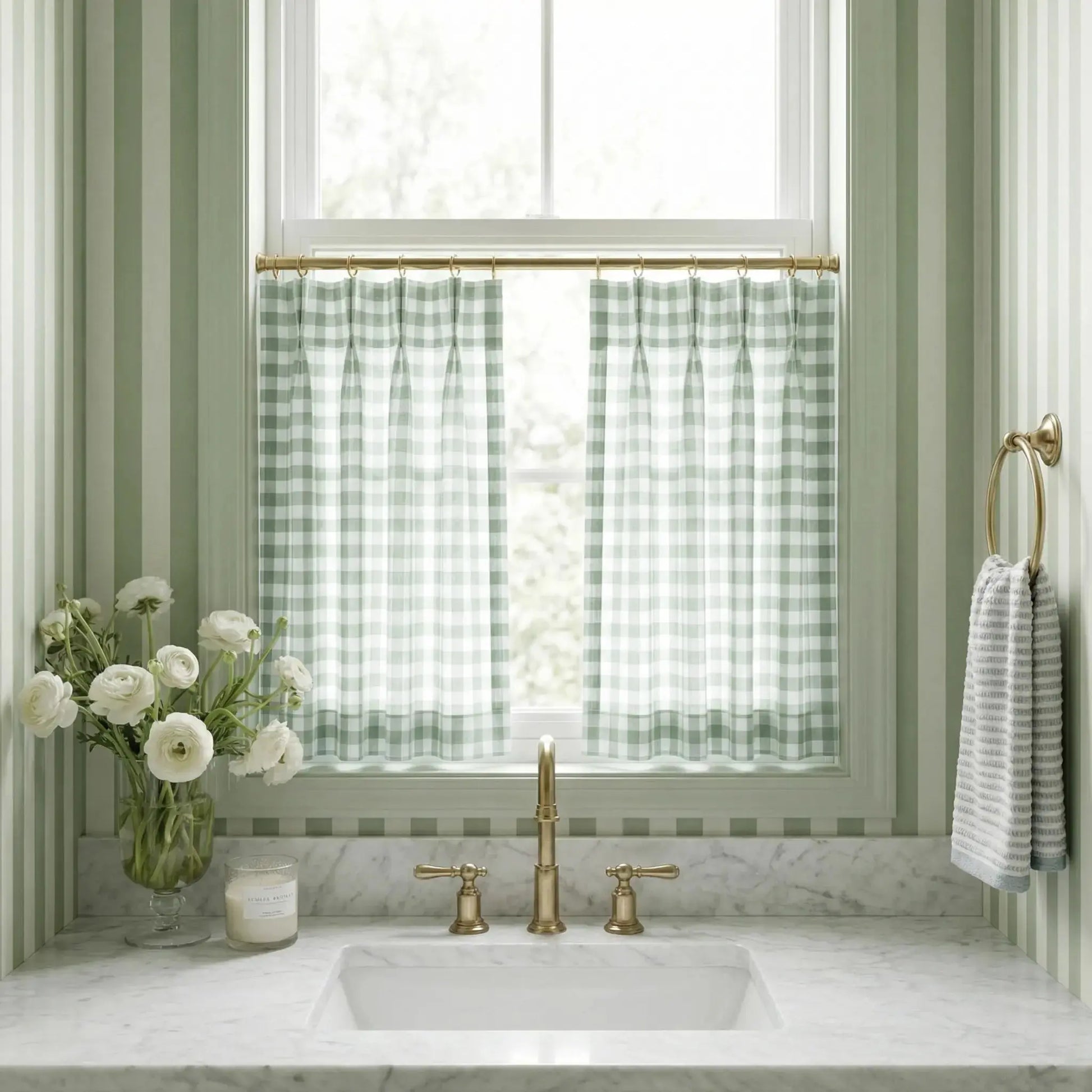 Celia Striped Plaid Cafe Curtain-?-TWOPAGES