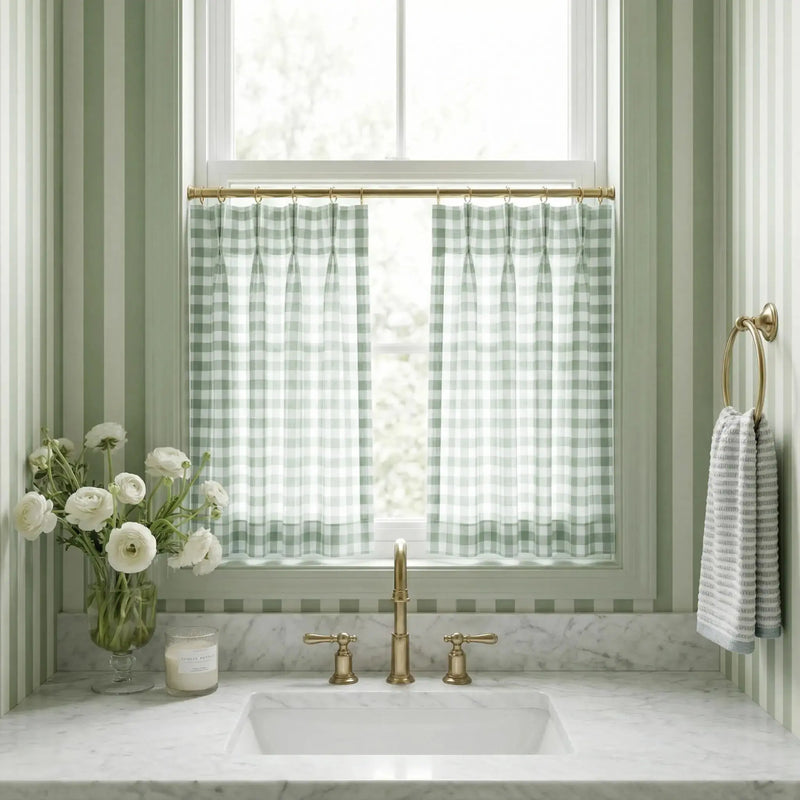 Celia Striped Plaid Cafe Curtain-?-TWOPAGES