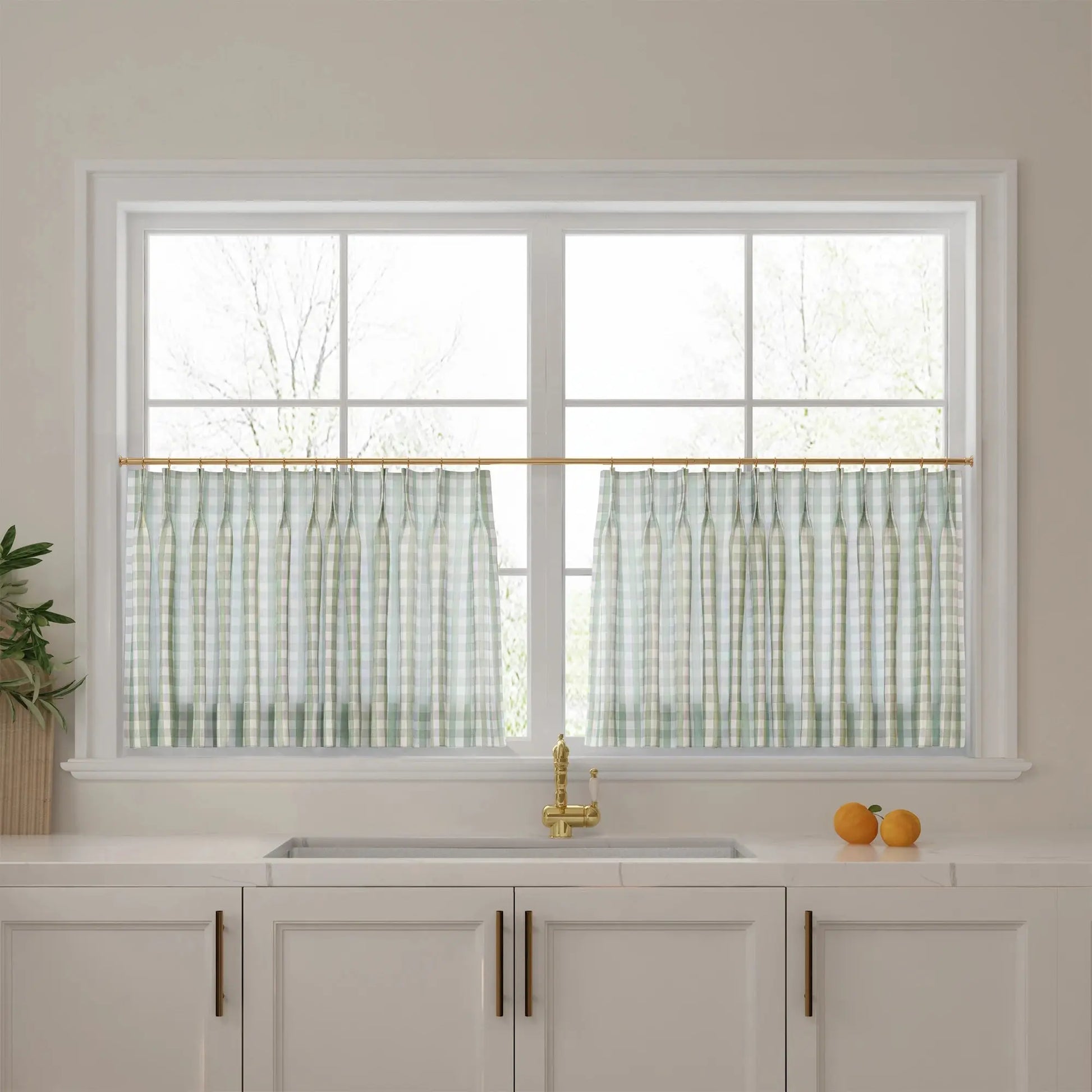 Celia Striped Plaid Cafe Curtain?-TWOPAGES