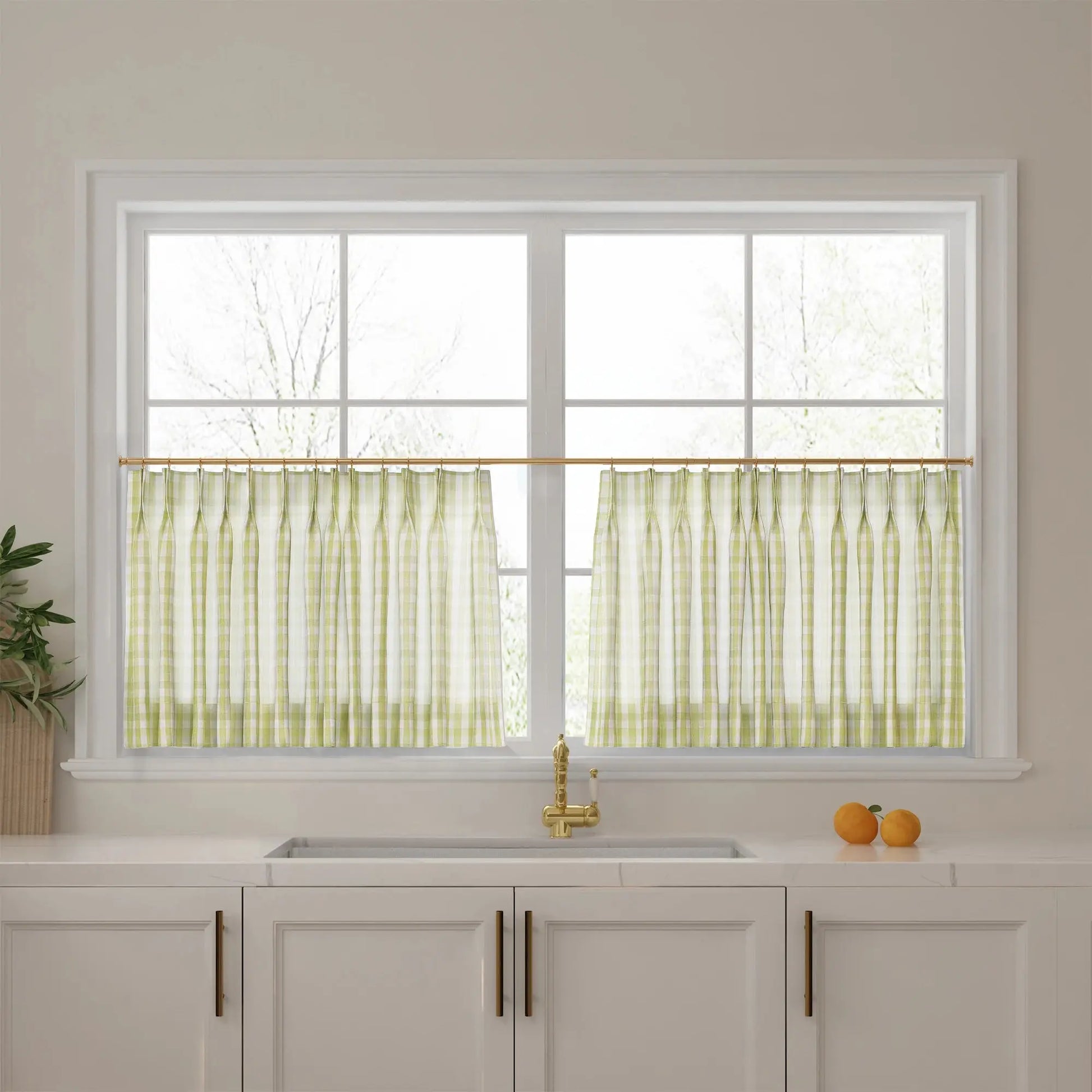 Celia Striped Plaid Cafe Curtain?-TWOPAGES