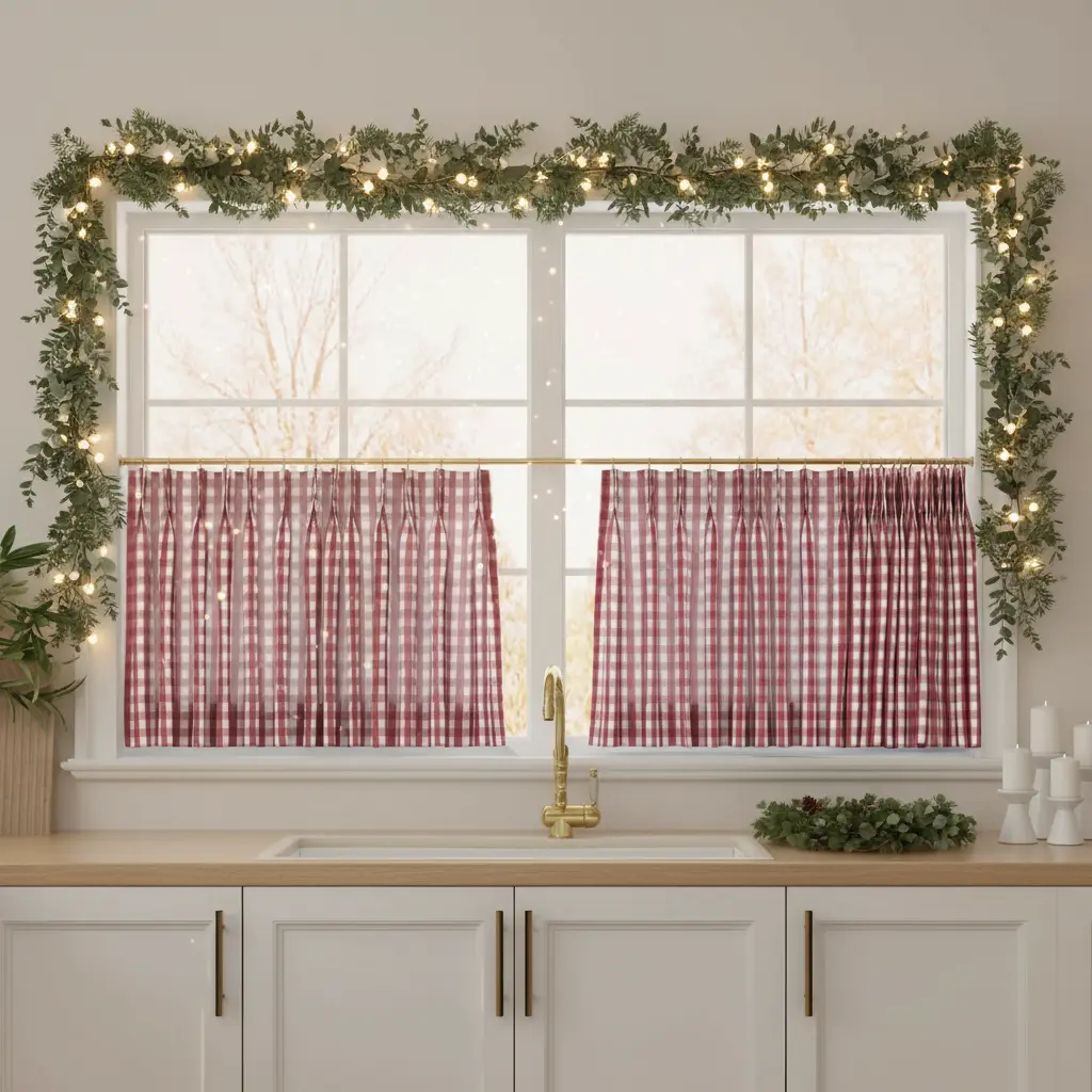 Celia Striped Plaid Cafe Curtain-?-TWOPAGES