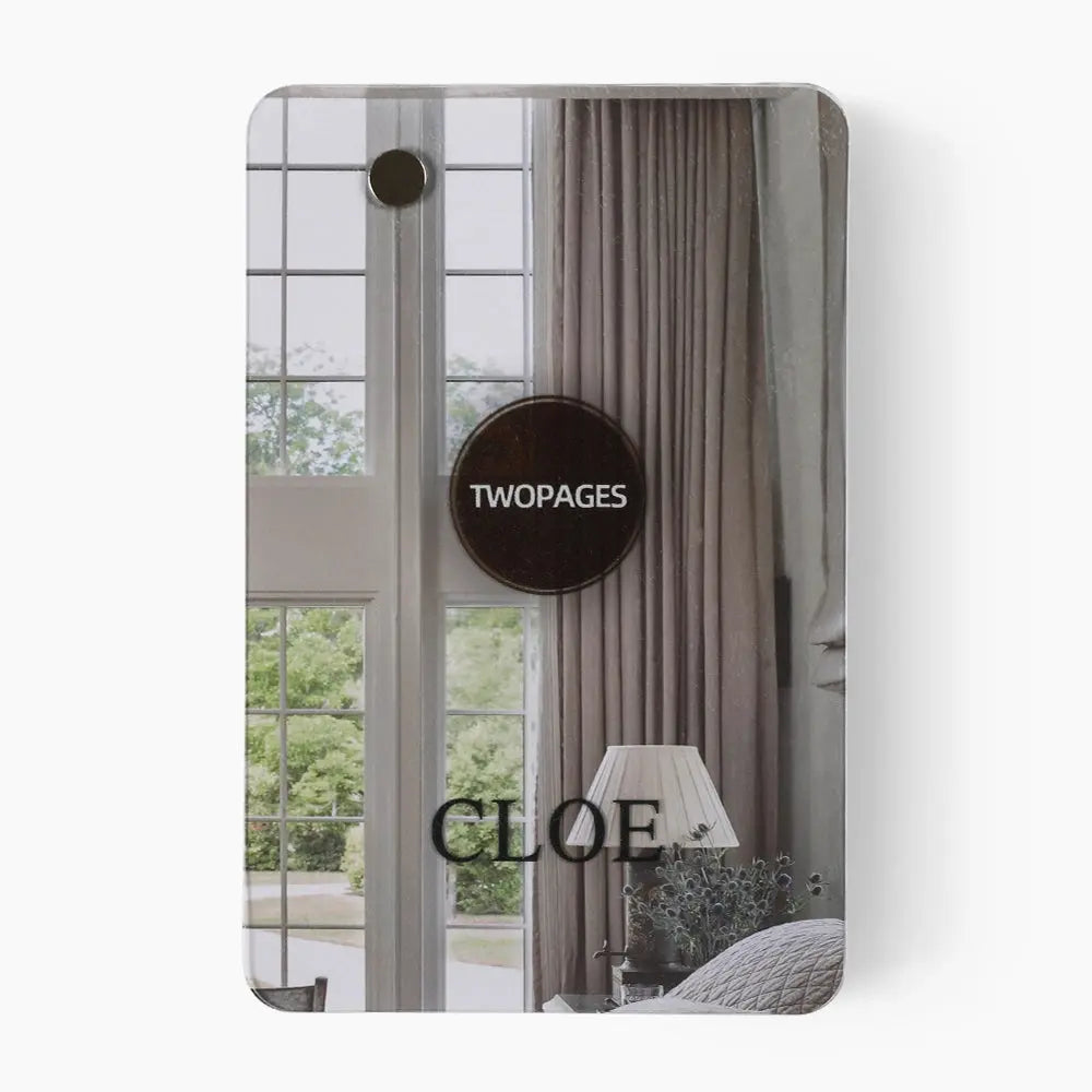 Cloe Cotton Blend curtain fabric texture and booklet detail