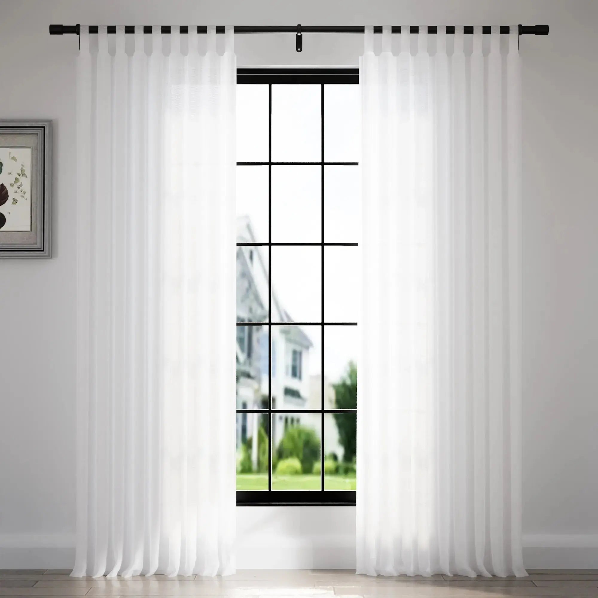 Florida Embossed White Semi Sheer Curtain Soft Top TWOPAGES