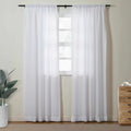 Florida Embossed White Semi Sheer Curtain Soft Top TWOPAGES