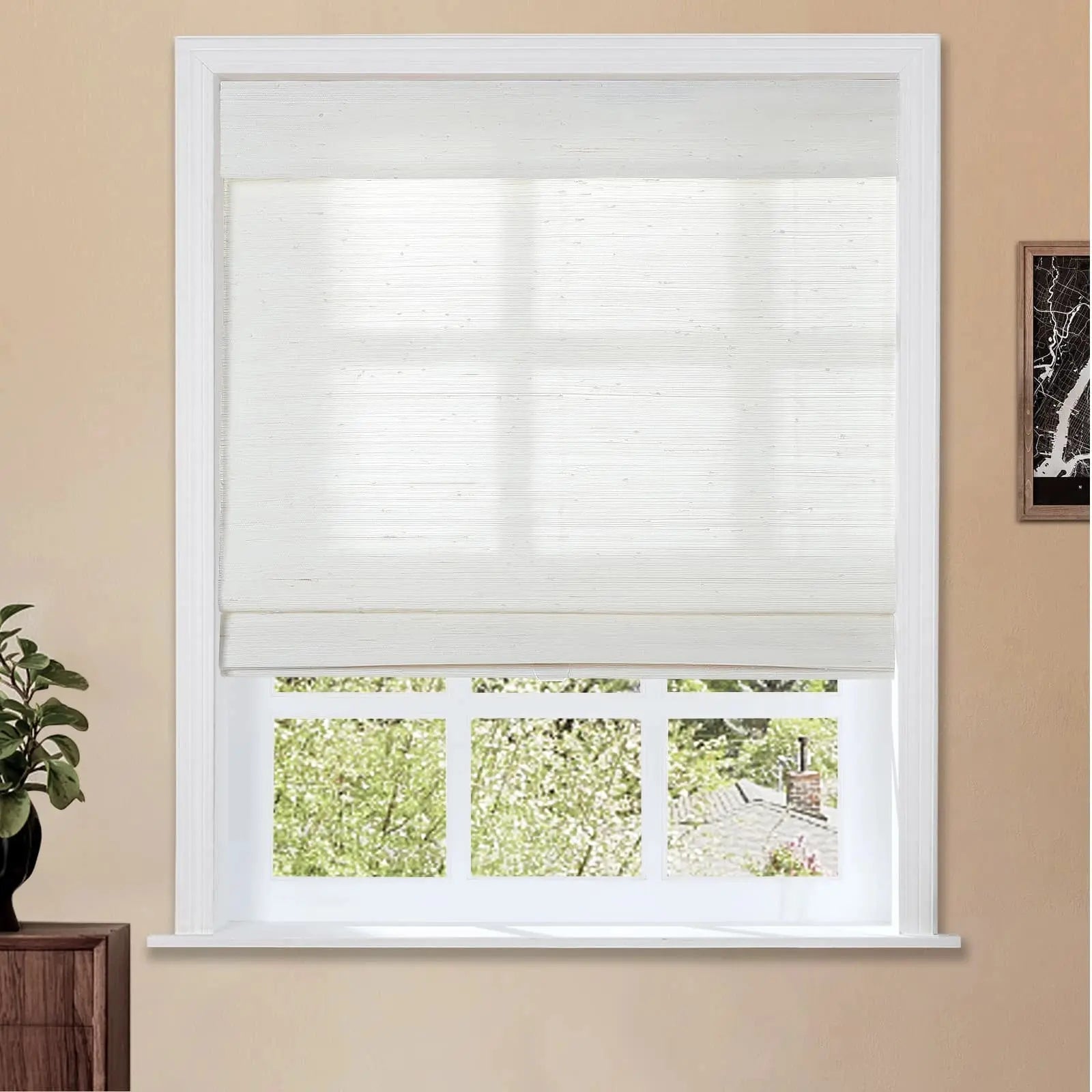 Natural Ramie Bamboo Woven Blind - Rattan White TWOPAGES CURTAINS