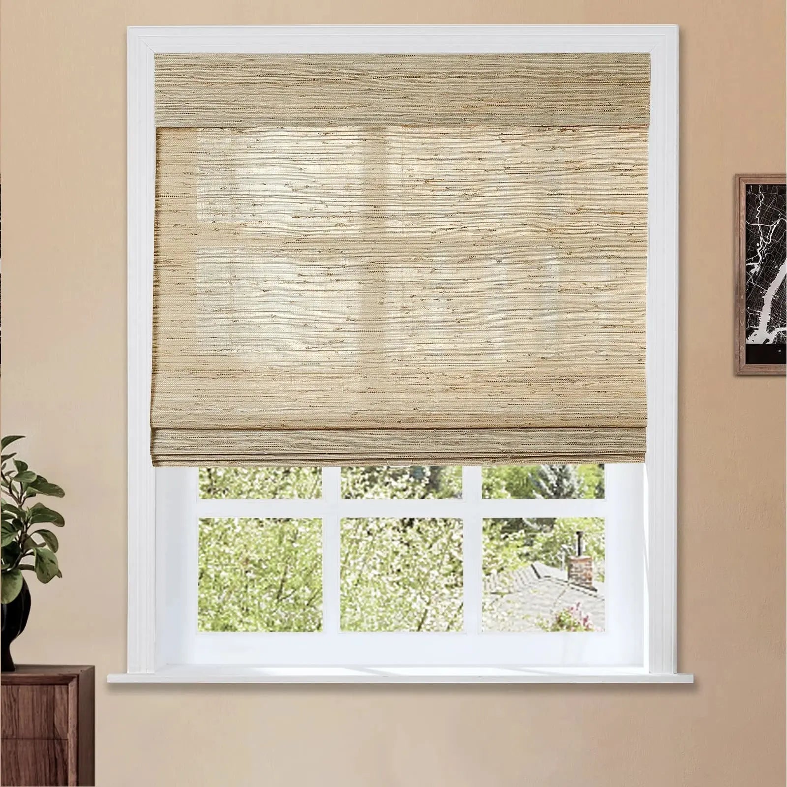 Natural Ramie Bamboo Woven Blind - Beige TWOPAGES CURTAINS