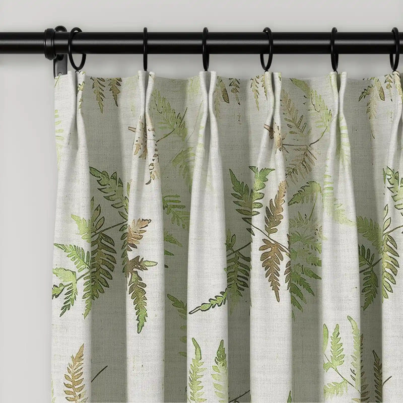 Holly Botanical Serenity Patterned Boho Curtains Pleated TWOPAGES
