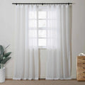 Florida Embossed White Semi Sheer Curtain Soft Top TWOPAGES