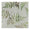 A fabric swatch showcasing a watercolor fern leaf pattern in natural shades of green and brown on a light beige textured background with a scalloped edge
