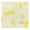 Fabric swatch with an abstract pattern of soft yellow and peach brushstroke shapes on an off-white textile background, cut with a decorative zigzag edge