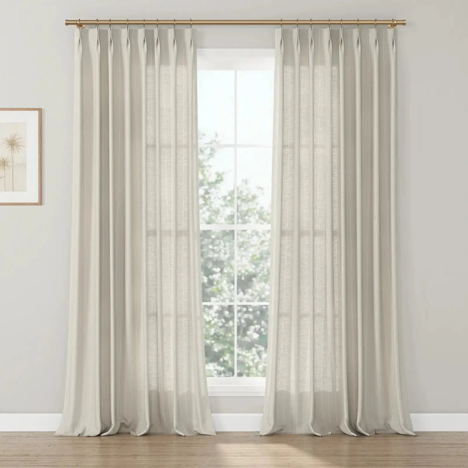 Jyll Mackie Pattern Cotton Drapery Pleated- Light Khaki with Cream Embroidery JM-R2-TWOPAGES