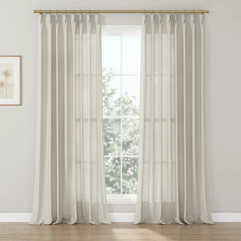 Jyll Mackie Pattern Cotton Drapery Pleated- Light Khaki with Cream Embroidery JM-R2-TWOPAGES