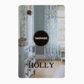 Holly Floral Patterned curtain fabric texture and booklet detail