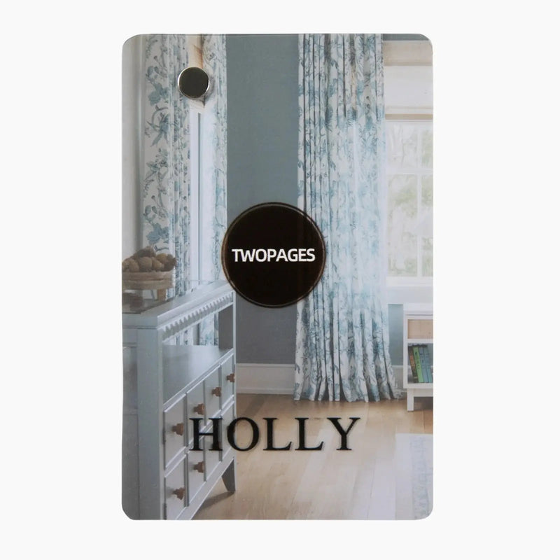 Holly Floral Patterned curtain fabric texture and booklet detail