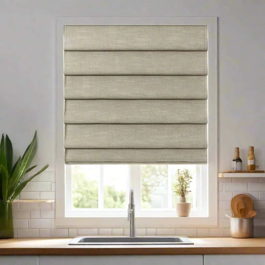 Jawara Linen Cotton Deco Fold Roman Blind Cordless?-TWOPAGES