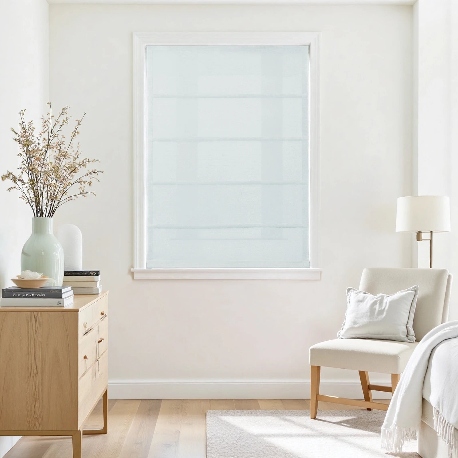 Jawara Linen Cotton Deco Fold Roman Blind Cordless