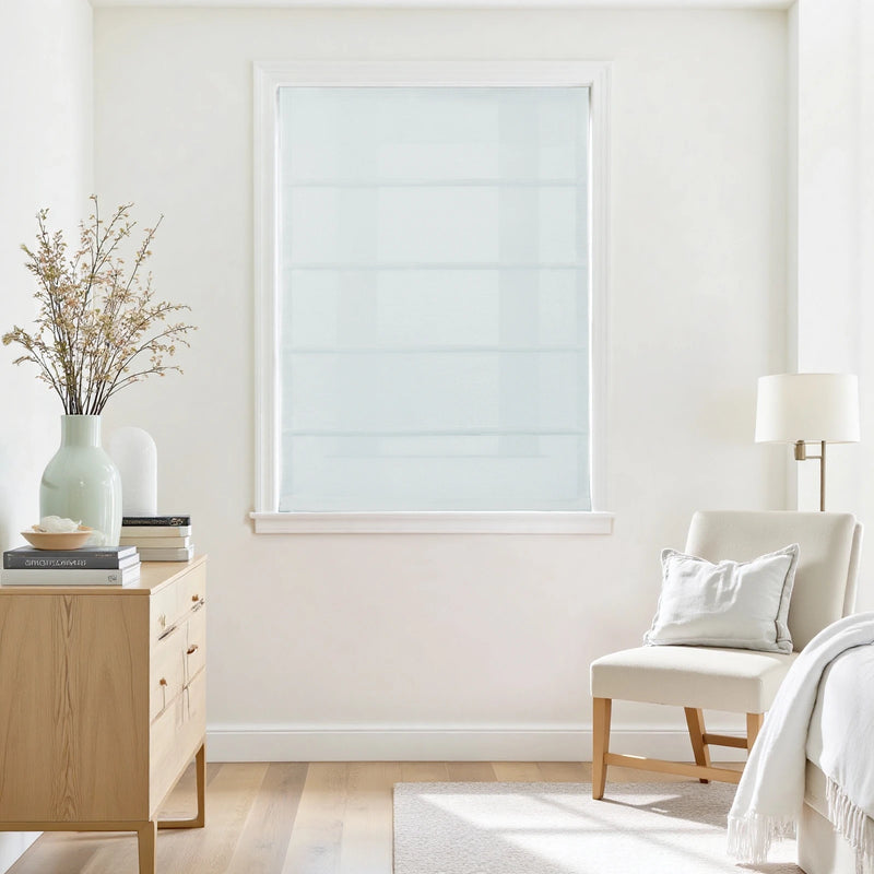Jawara Linen Cotton Deco Fold Roman Blind Cordless